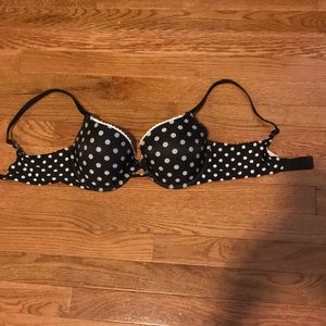 Victoria Secret Demi Black Polka Dot Bra Size 34D
